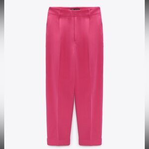 Straight pleated pants trousers in pink color